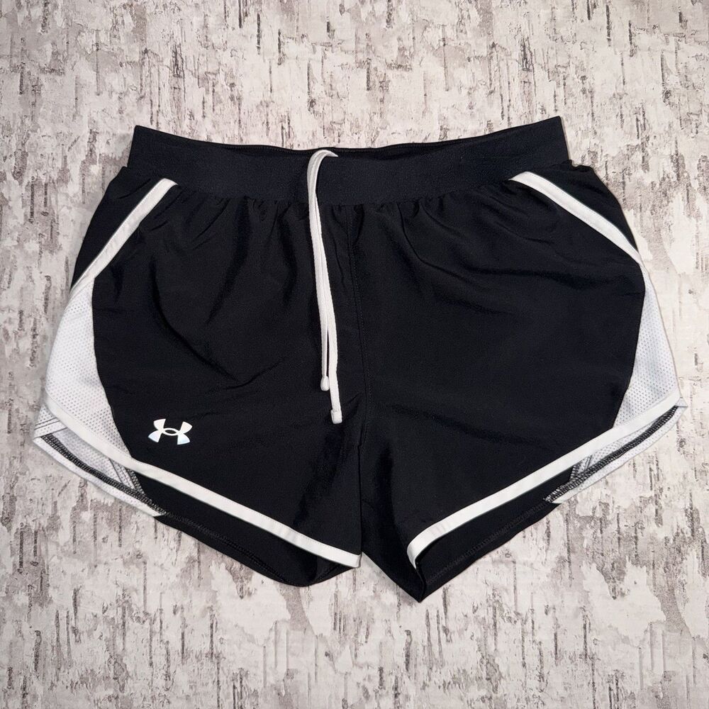 Under Armour Black White Fly-By 2.0 Running Shorts Women's Size XS Loose Fit